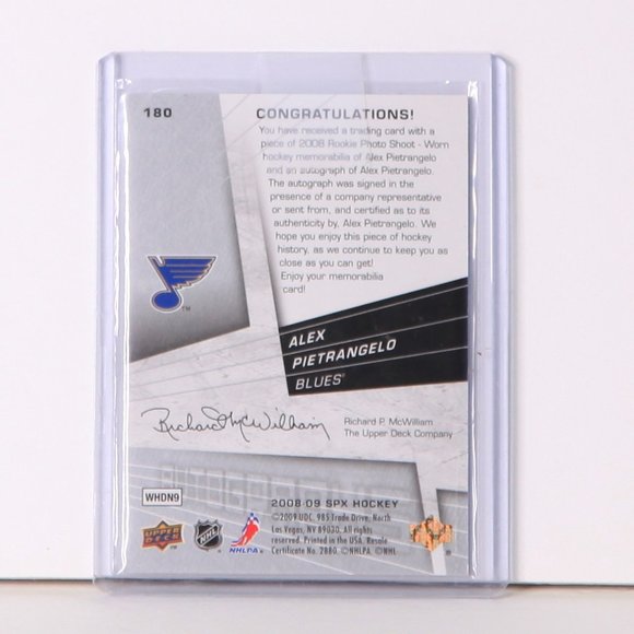 Alex Pietrangelo 2008/09 SPx Rookie Card 060/999 Card #180 St. Louis Blues NHL - Picture 2 of 2